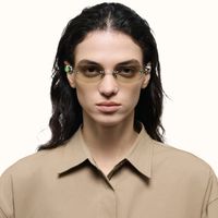 The Utilitarian - Oval Silver Sunglasses | Vooglam On Model 1