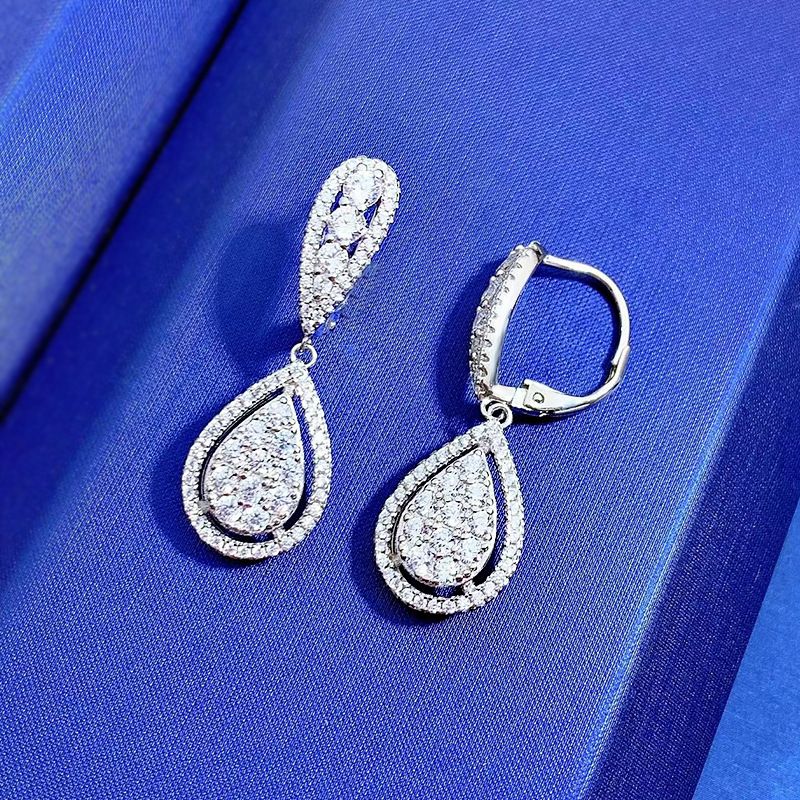 Cute Diamond White Round Pierced Earrings by Vooglam - Lifestyle Look