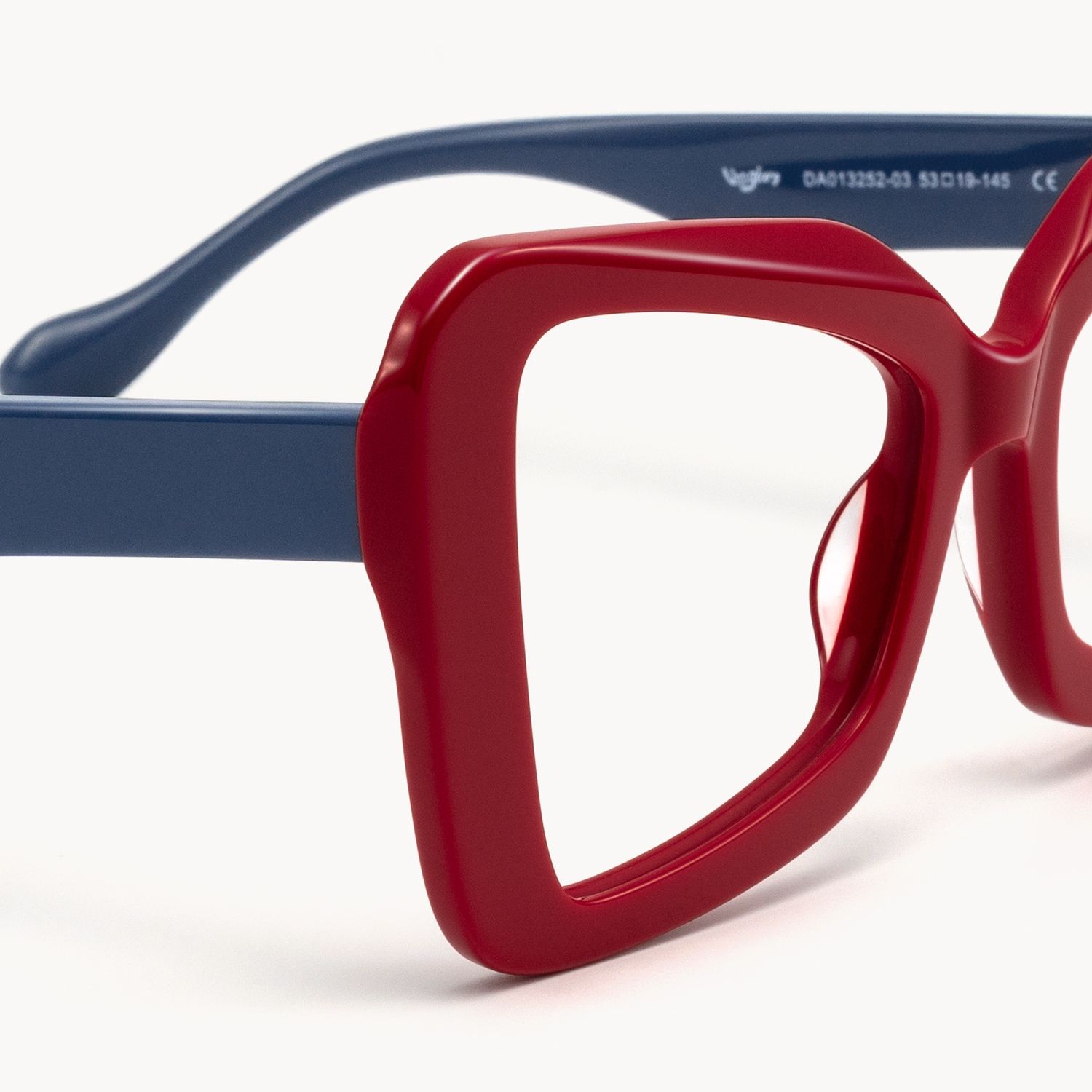 Mandi - Bold Butterfly Red Eyeglasses Blue Arms | Vooglam Design Details