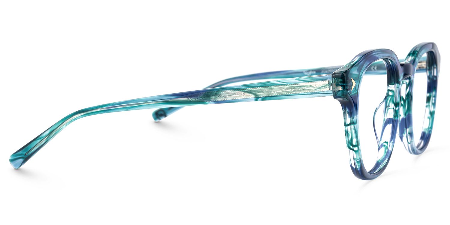 Laksha - Round Blue Eyeglasses by Vooglam - Product View 4