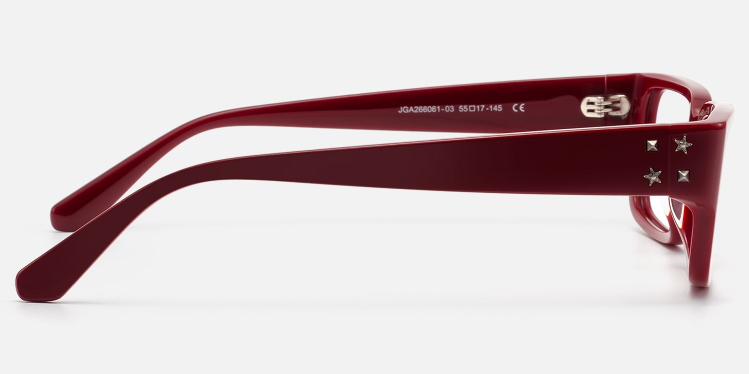 Drexen - Dark Cherry Red Rectangle Eyeglasses | Vooglam Side View