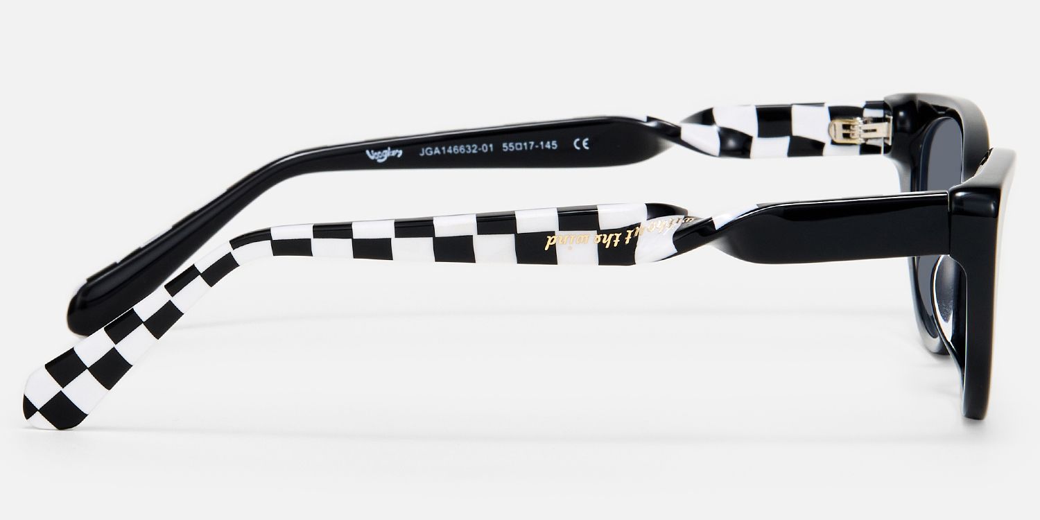 Harena - Lightweight Cateye Checkered Sunglasses | Vooglam Side View