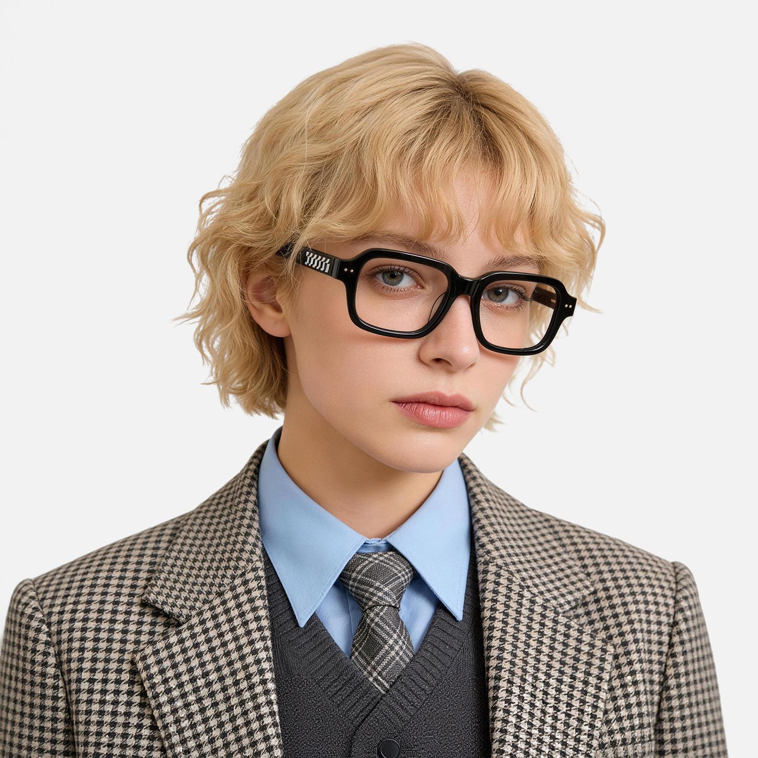 Explore the design story of Narges - Rectangle Black Eyeglasses | Vooglam
