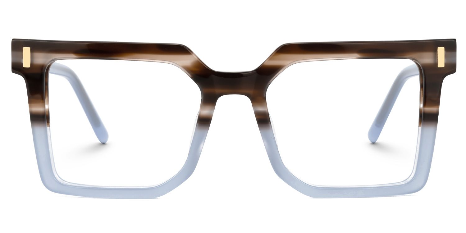 Nadie - Square Brown/Blue Eyeglasses | Vooglam Angle View