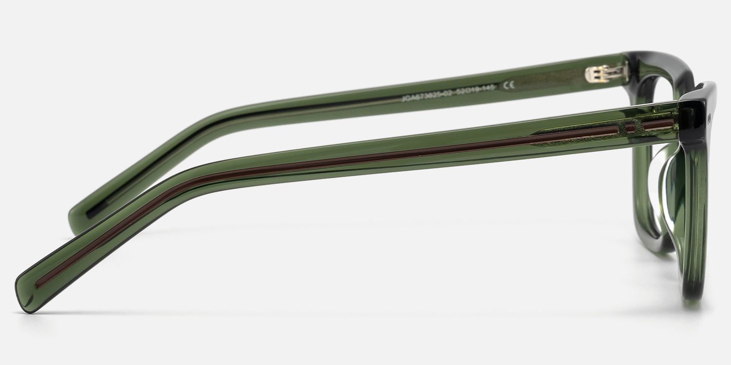 Remix - Rectangle Green Eyeglasses | Vooglam Side View