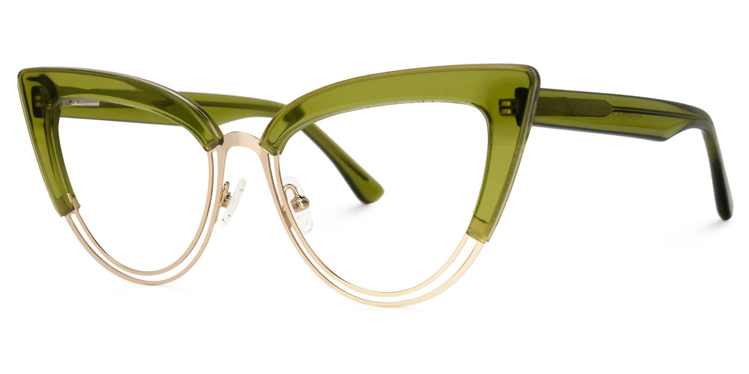 Daryl - Cat Eye Green Eyeglasses | Vooglam Front View