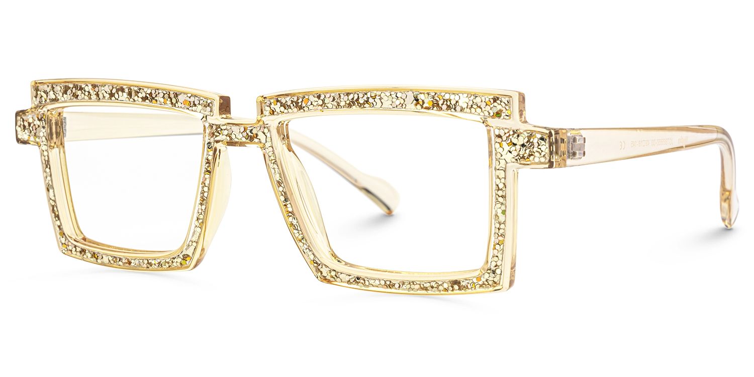 Pandeia - Rectangle Champagne Eyeglasses | Vooglam Front View