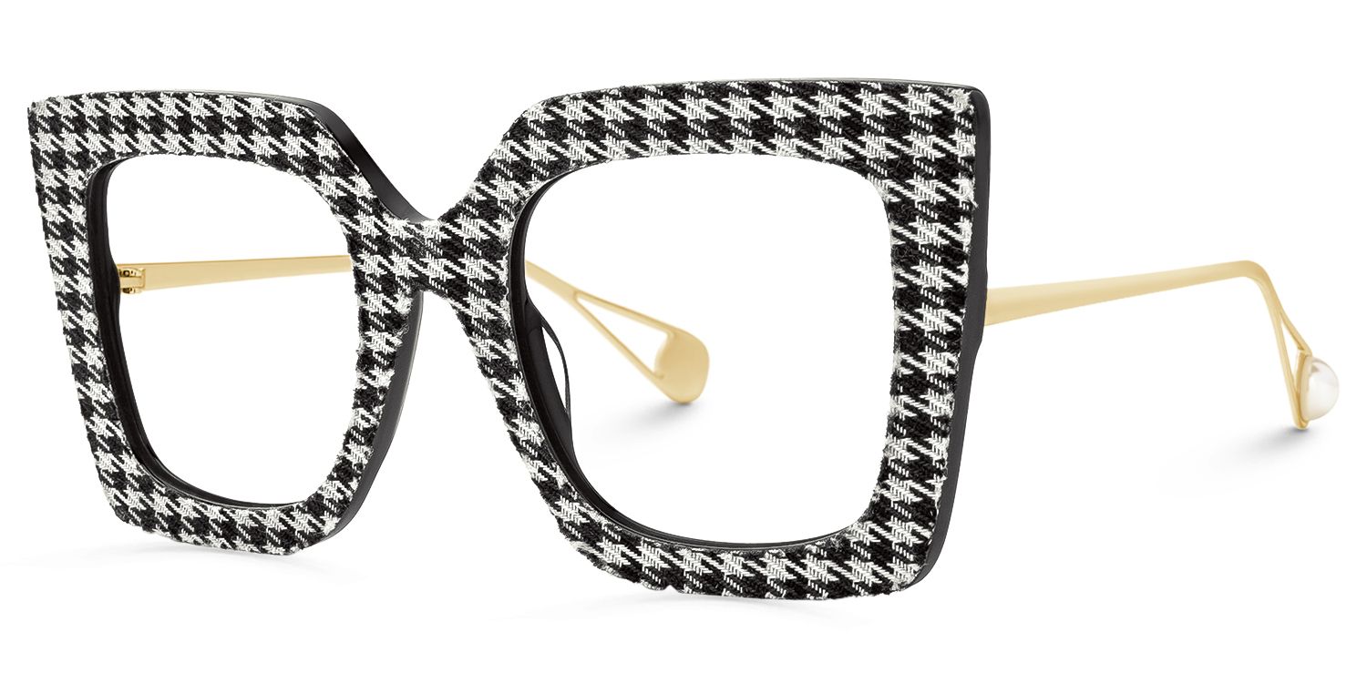 Faustus - Retro Houndstooth Pattern Square Glasses | Vooglam Front View