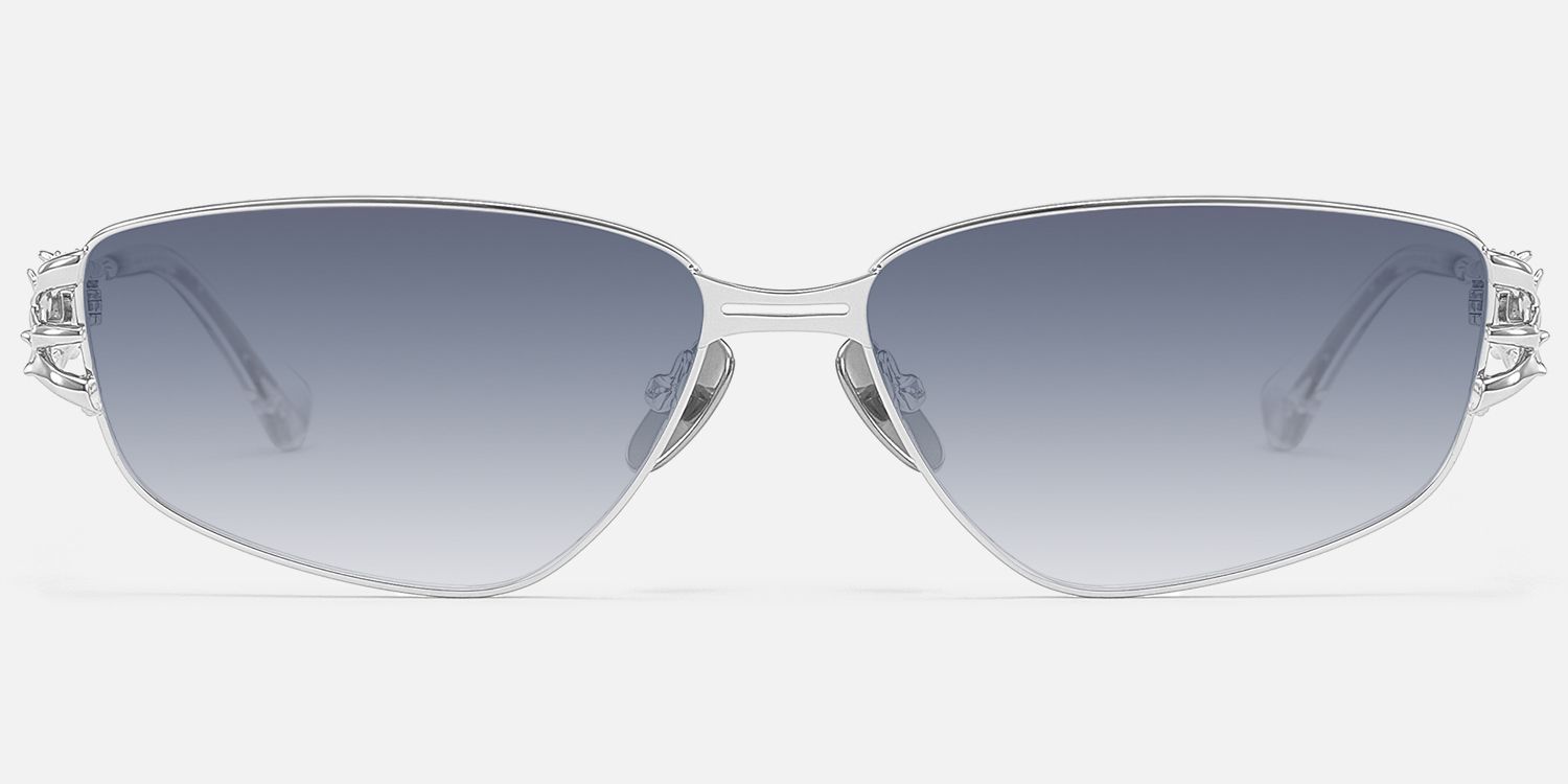 Spine - Silver Thorn Geometric Sunglasses | Vooglam Angle View
