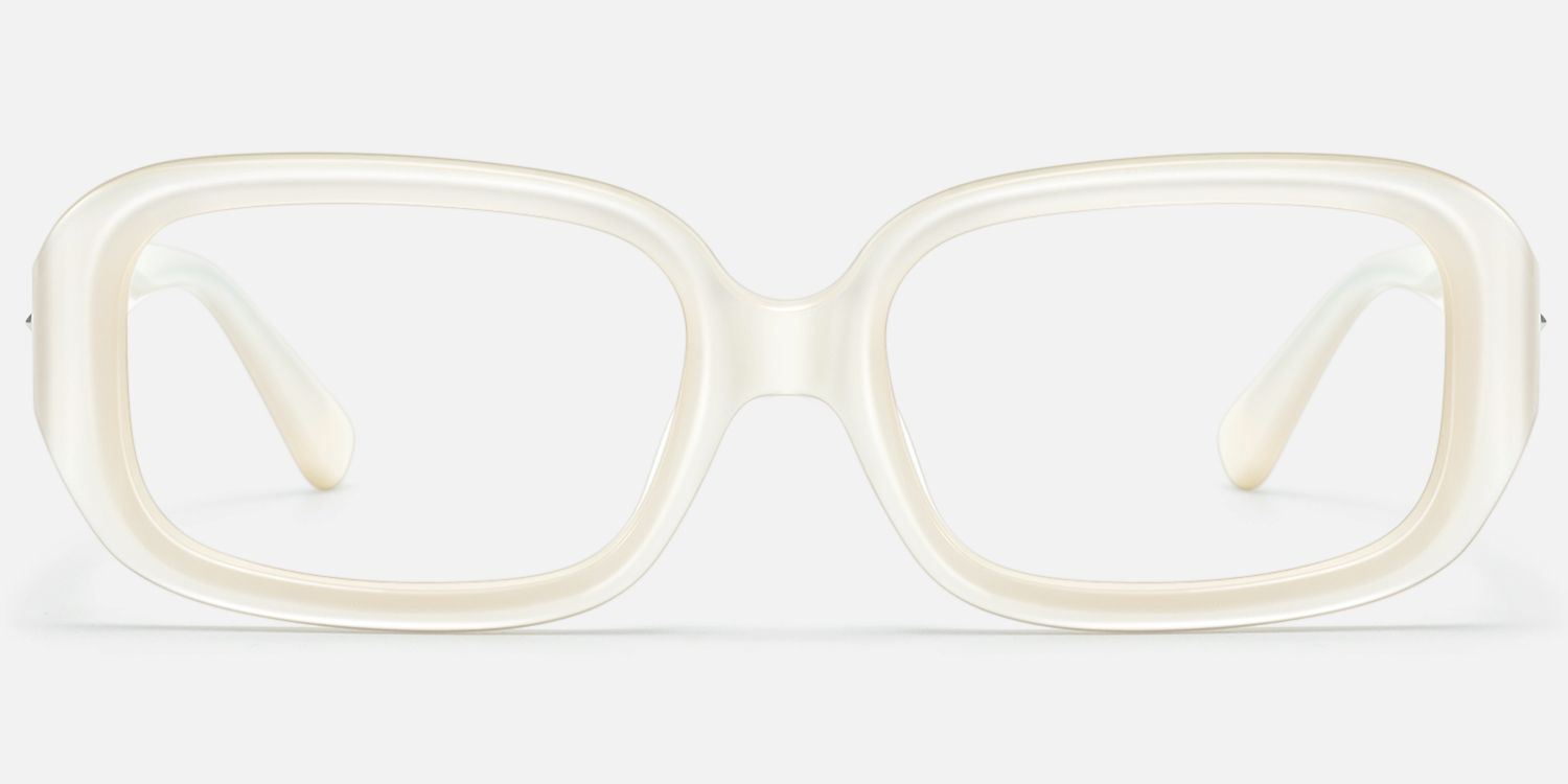 Prism - Pearlescent White Star Rectangle Glasses by Vooglam - Angle View