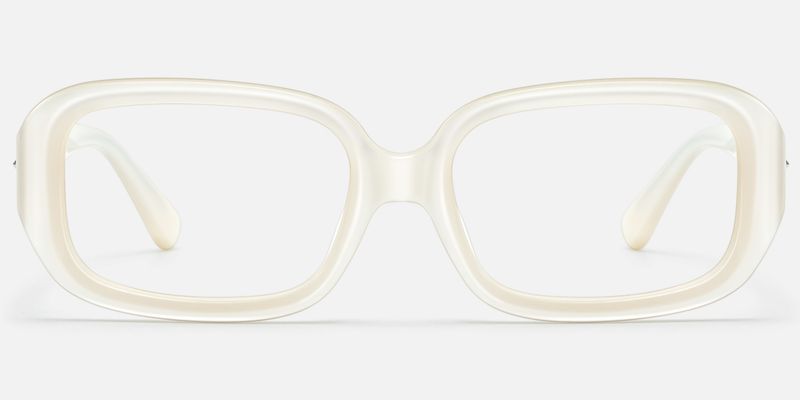Prism - Pearlescent White Star Rectangle Glasses by Vooglam