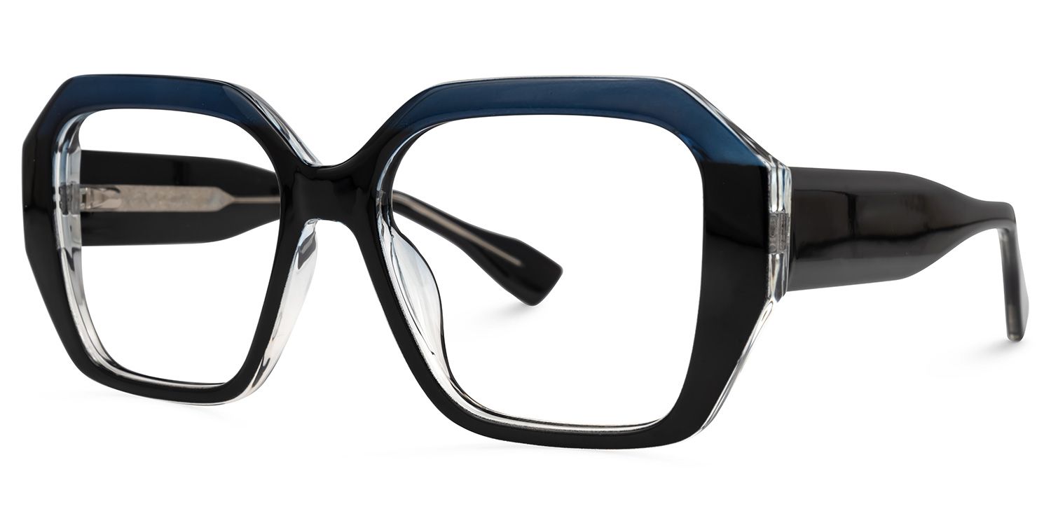 Edric - Geometric Blue Eyeglasses | Vooglam Front View