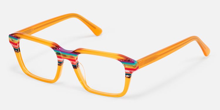 Nanda - Square Orange Eyeglasses by Vooglam