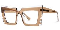 Faylinn - Rectangle Champagne Eyeglasses | Vooglam Front View