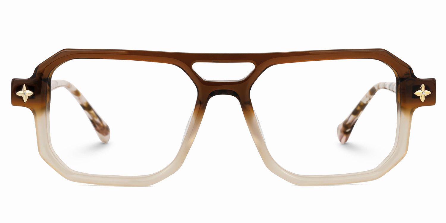Gaetano - Aviator Brown Eyeglasses | Vooglam Angle View