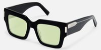 Vaeda - Black Square Green Lens Sunglasses | Vooglam Front View