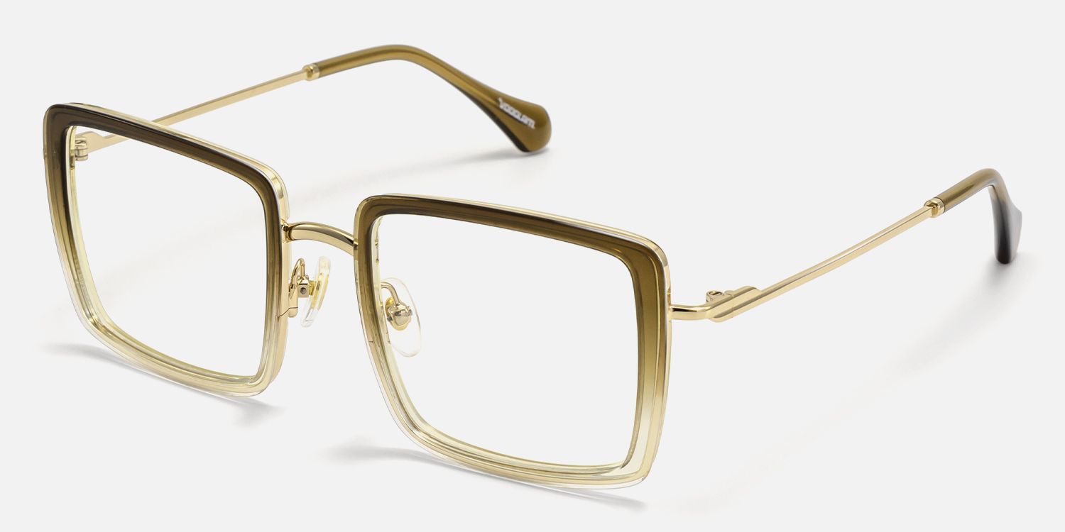 Harmony - Square Brown Eyeglasses | Vooglam Front View