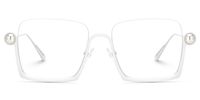 Fenella - Square White Eyeglasses | Vooglam Angle View