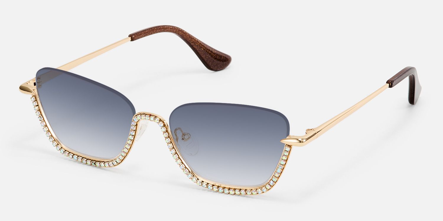 Viva - Cat Eye Gold Sunglasses | Vooglam Front View