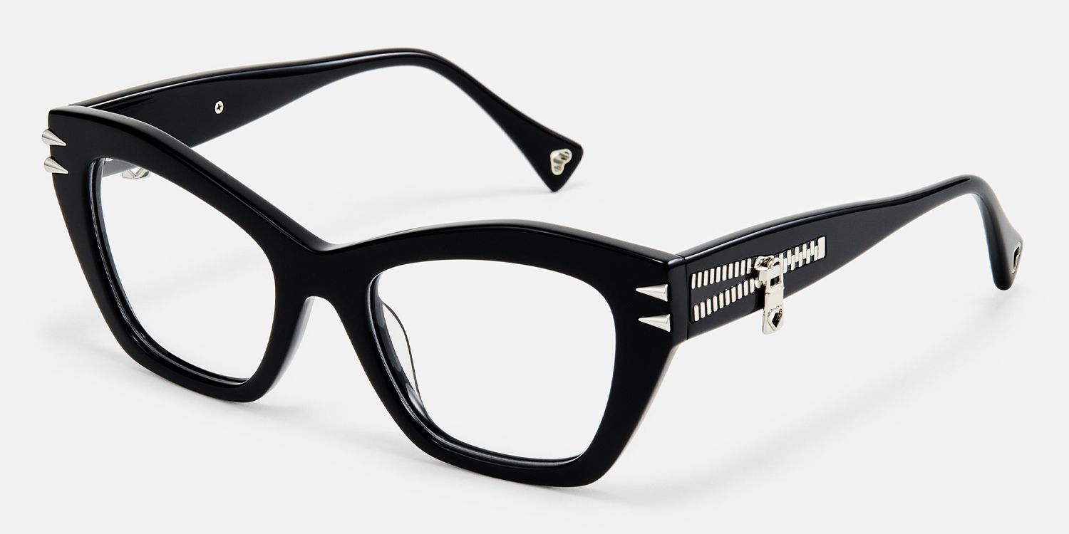 Manon - Cat Eye Black Eyeglasses | Vooglam Front View