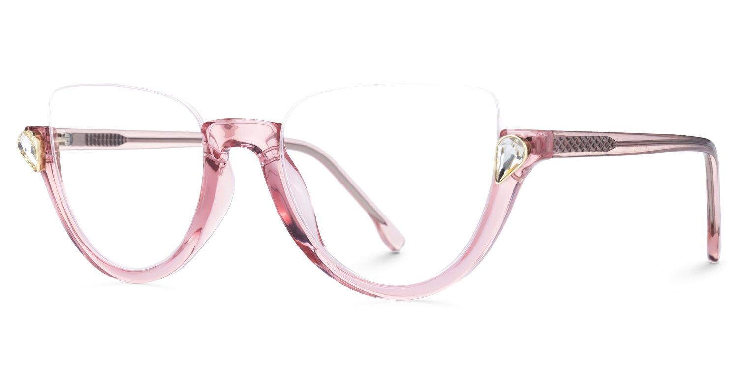 Sylvia Trendy Light Pink Cat Eye Glasses for Women | Vooglam Front View
