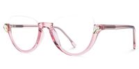 Sylvia Trendy Light Pink Cat Eye Glasses for Women | Vooglam Front View