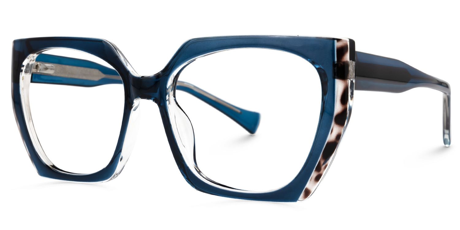 Edge - Geometric Blue Eyeglasses | Vooglam Front View