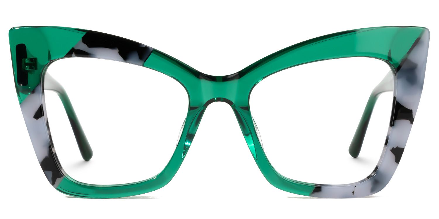 Damyan - Cat Eye Green/Tortoise Eyeglasses | Vooglam Angle View