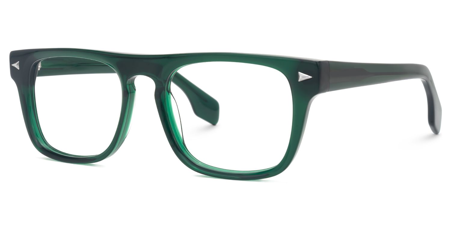 Eliseo - Rectangle Green Eyeglasses | Vooglam Front View