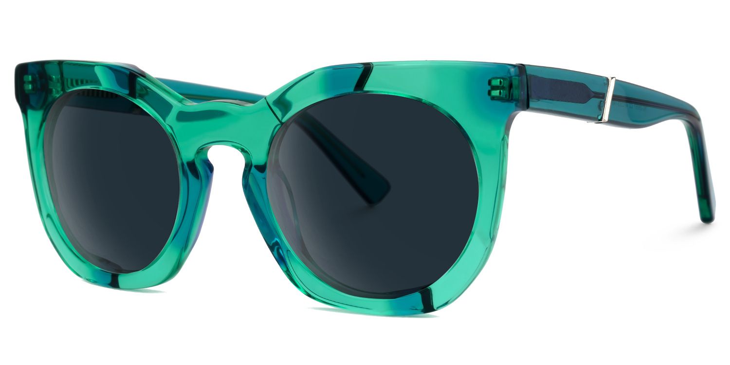 Deiondre - Round Green Sunglasses | Vooglam Front View