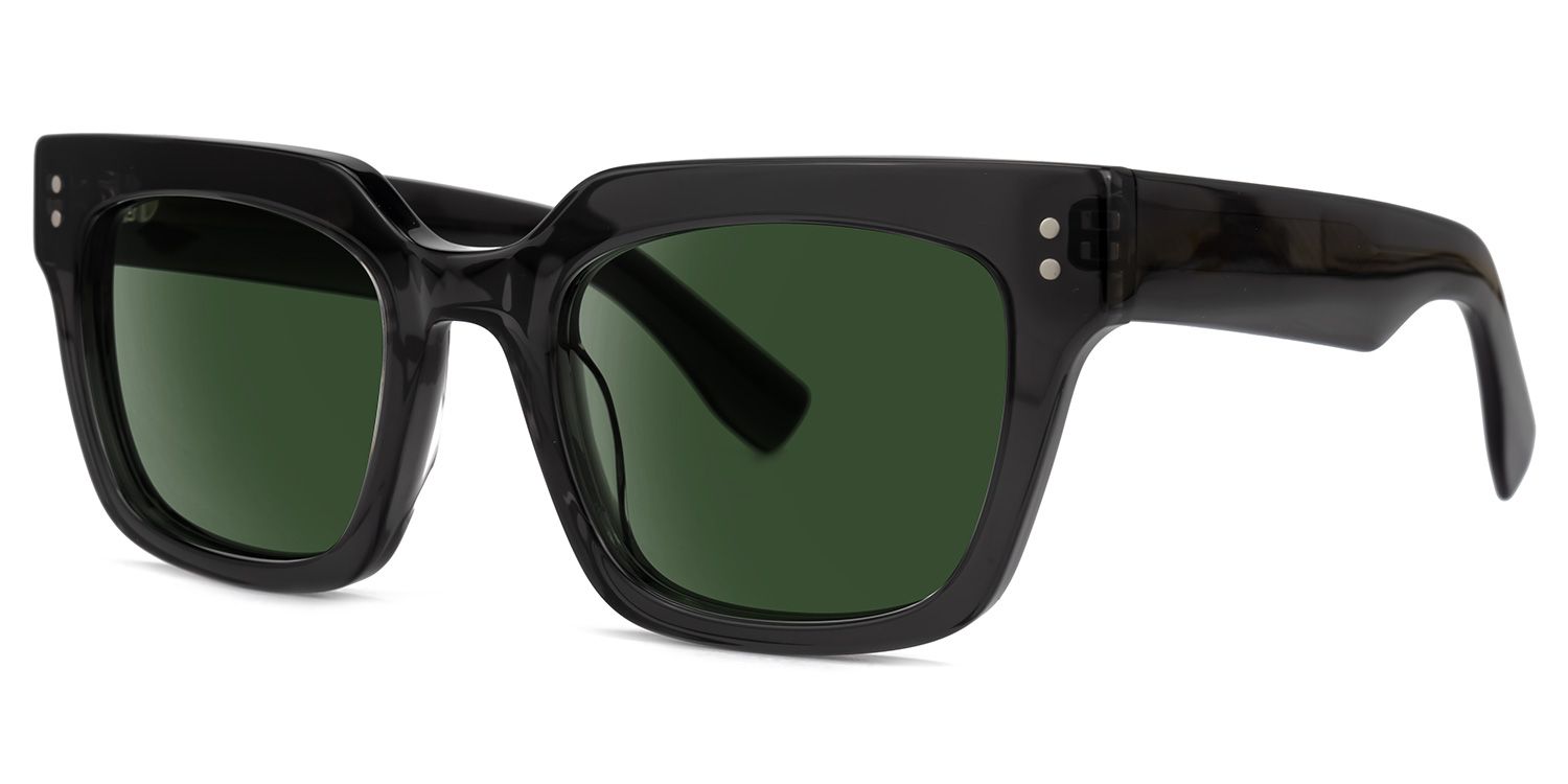Dawid - Rectangle Grey Sunglasses | Vooglam Front View
