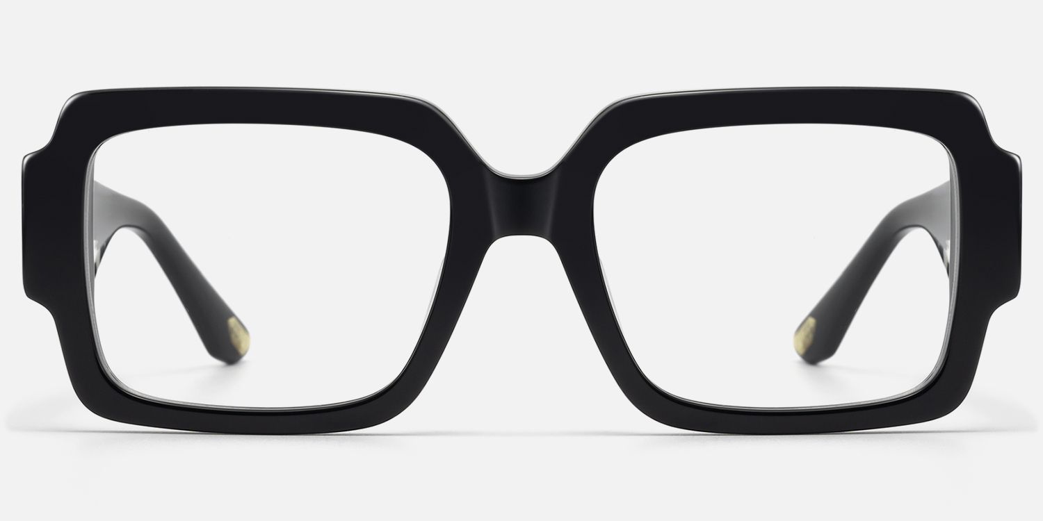 Axis - Oversized Black Art Deco Glasses | Vooglam Angle View