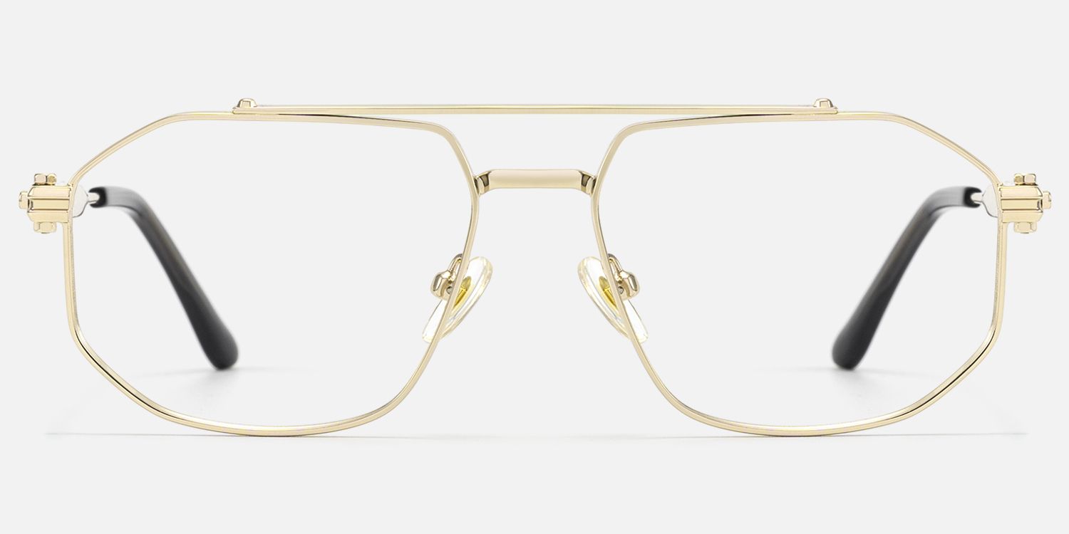 Ando - Gold Geometric Aviator Scale Glasses | Vooglam Angle View