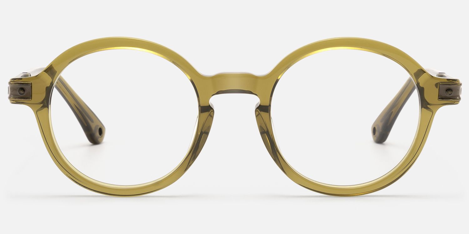 Lennon - Antique Bronze Olive Green Round Frame | Vooglam Angle View
