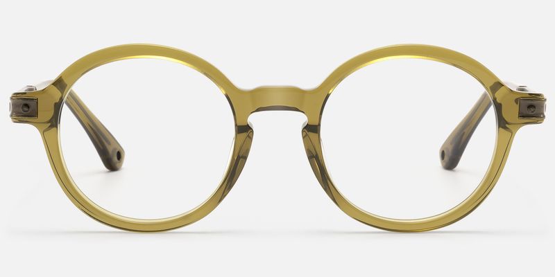Lennon - Antique Bronze Olive Green Round Frame | Vooglam