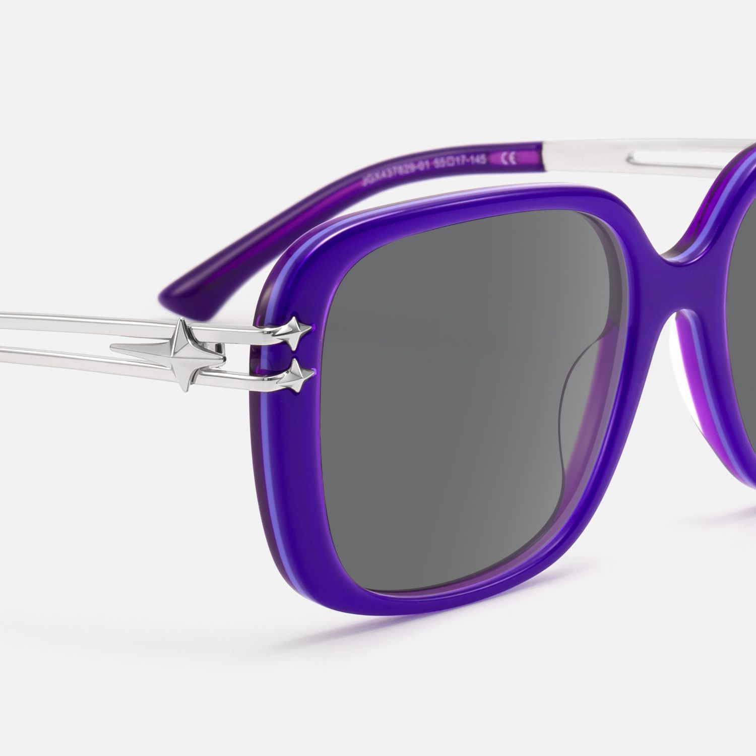 Nova - Blue Violet Gray Tint Double Wire Sunnies by Vooglam - Design Details
