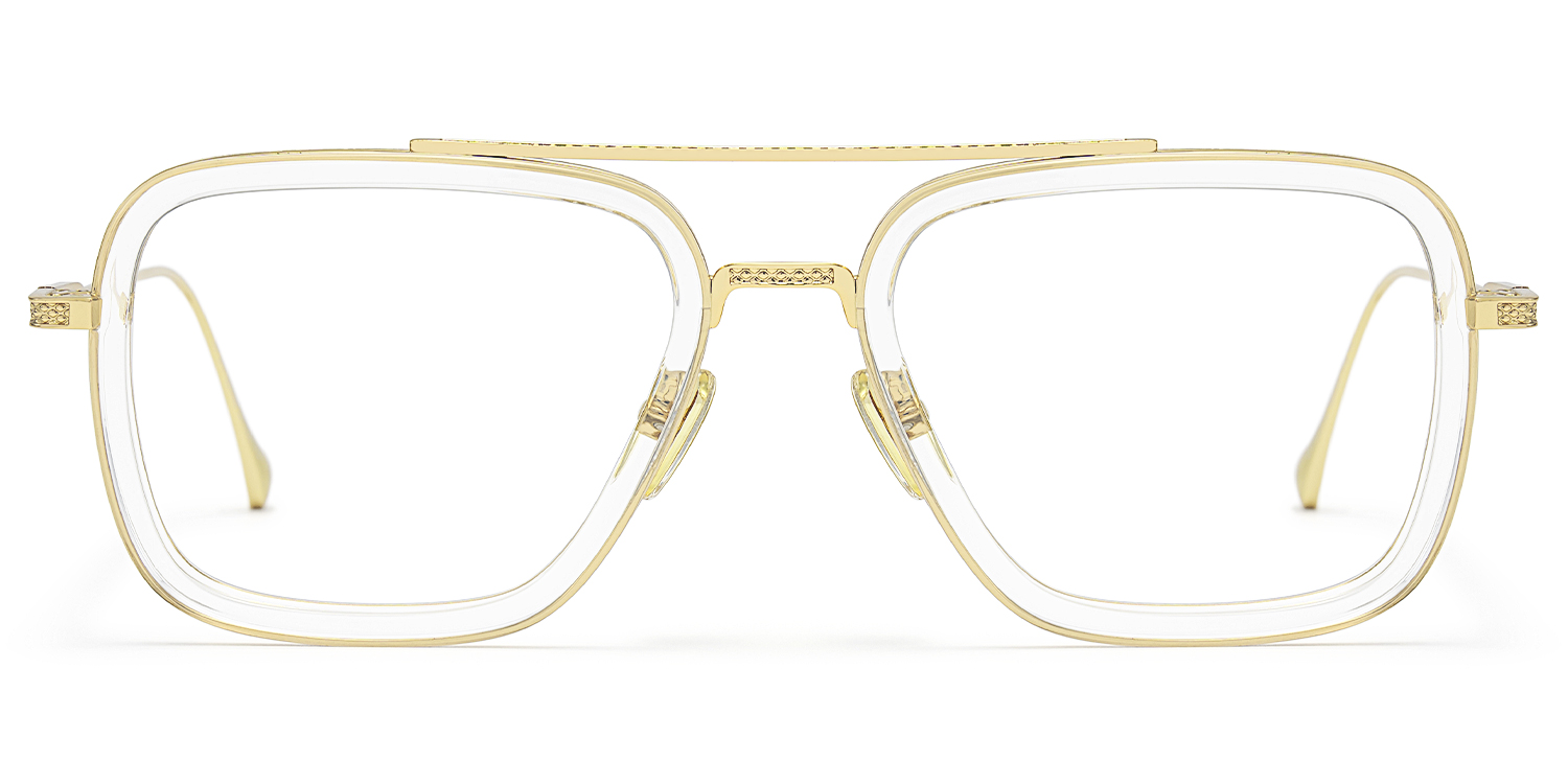 

Alvira - Clear Aviator Glasses Gold Frame