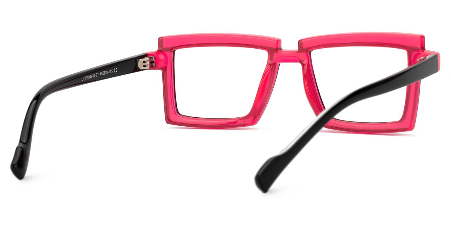Joselyn - Cyberpunk Rectangle Black/Pink Frame Glasses | Vooglam Side View