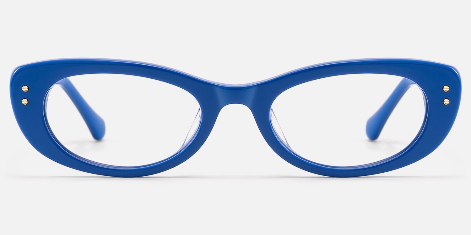 Ginza - Blue Funky Y2K Narrow Cat Eye Rx Glasses | Vooglam Angle View