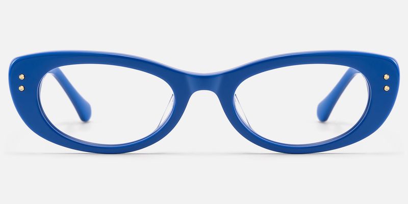 Ginza - Blue Funky Y2K Narrow Cat Eye Rx Glasses | Vooglam