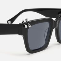 PIERCE - Sleek Square Black Sunglasses | Vooglam Design Details