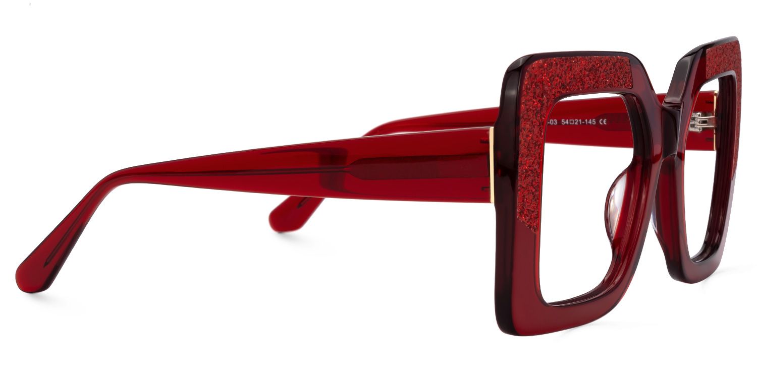 Hakeem - Square Red Eyeglasses | Vooglam 4