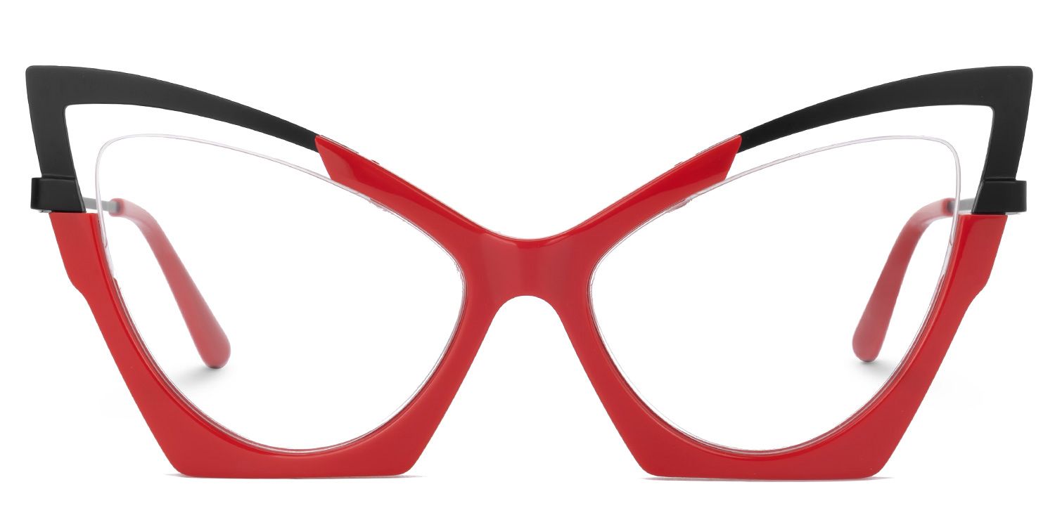 Emiko - Cat Eye Black/Red Eyeglasses | Vooglam Angle View