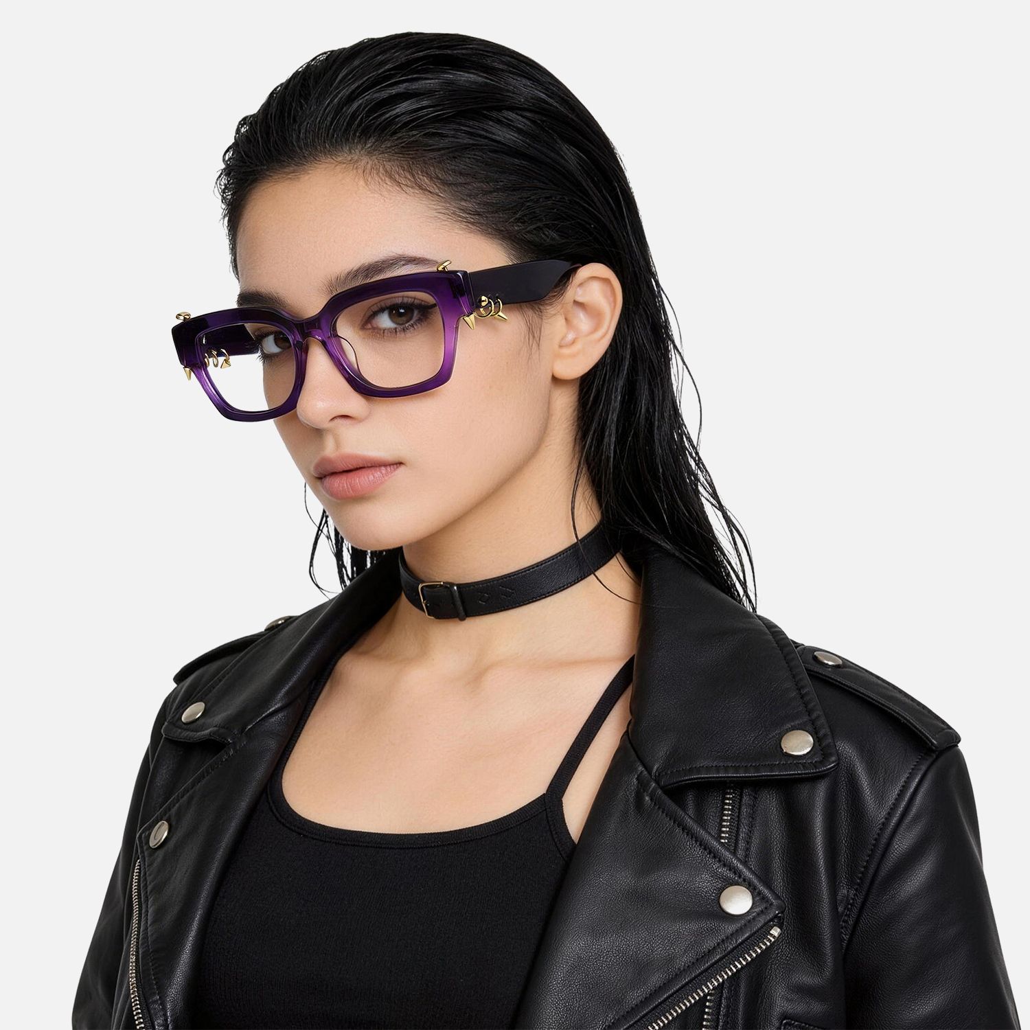Explore the design story of Sabrina - Rectangle Purple Acetate Eyeglasses | Vooglam