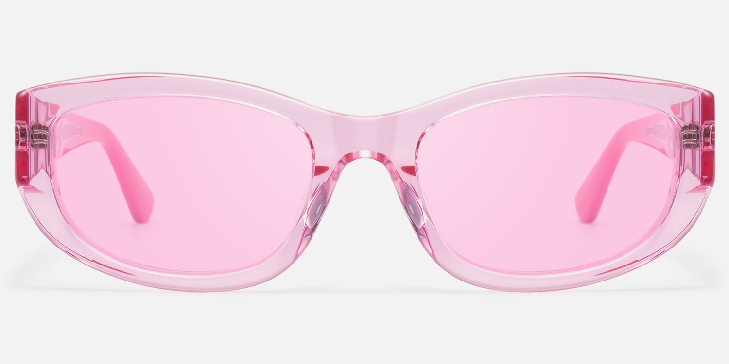 Bubble - Clear Pink Tint Oval Rectangle Shades by Vooglam - Angle View