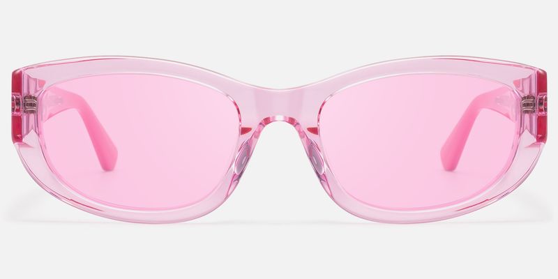 Bubble - Clear Pink Tint Oval Rectangle Shades by Vooglam