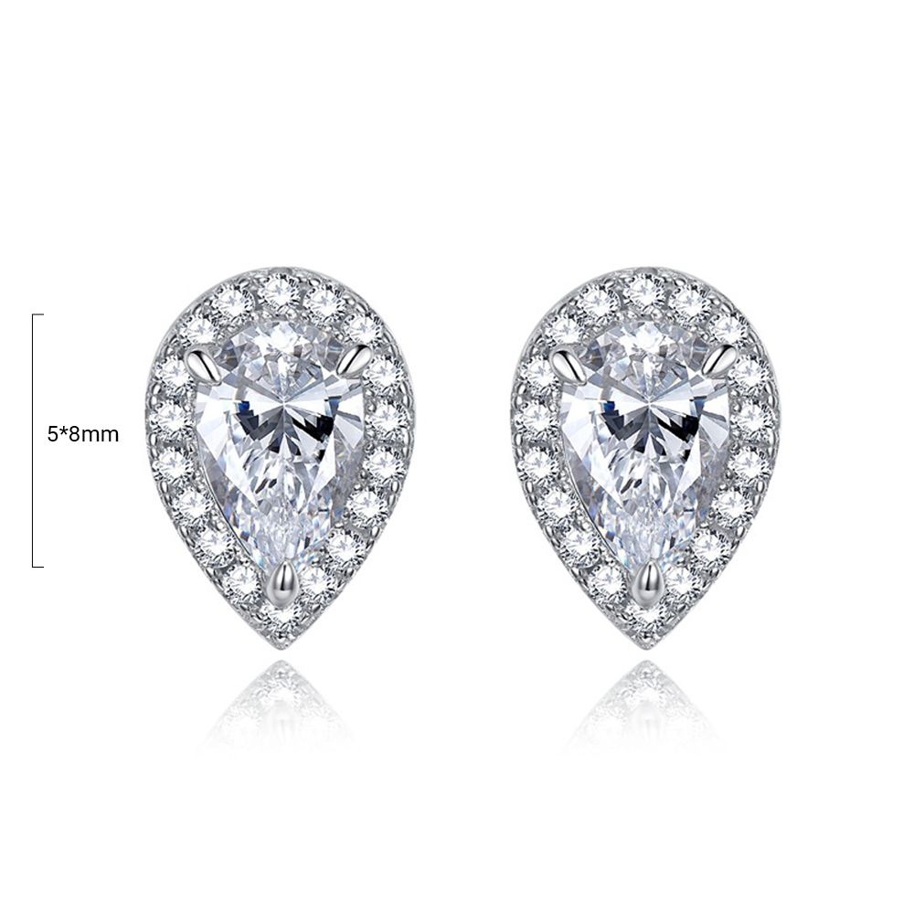 Graceful Diamond White Waterdrop Pierced Earrings | Vooglam Angle View