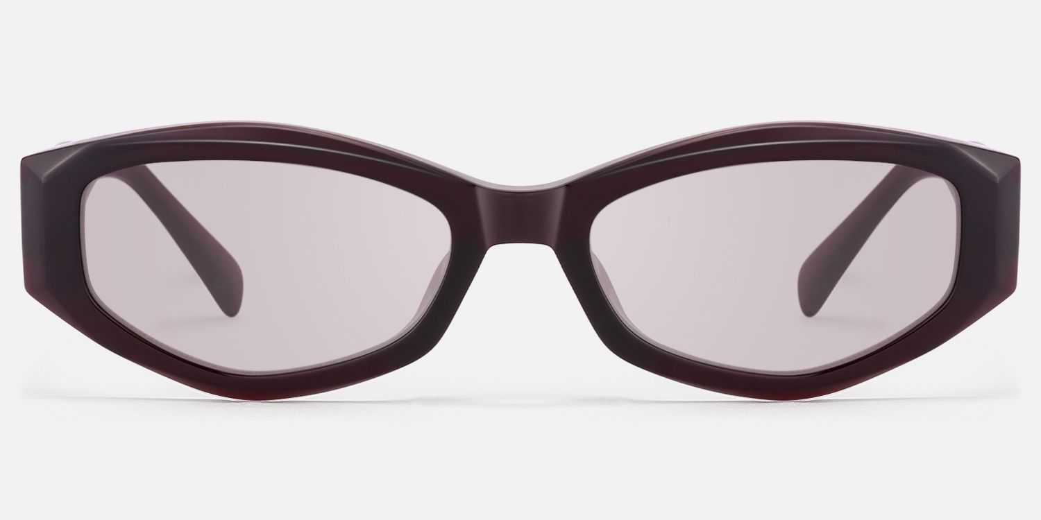 Vesper - Dark Red Geometric TR90 Sunglasses | Vooglam Angle View