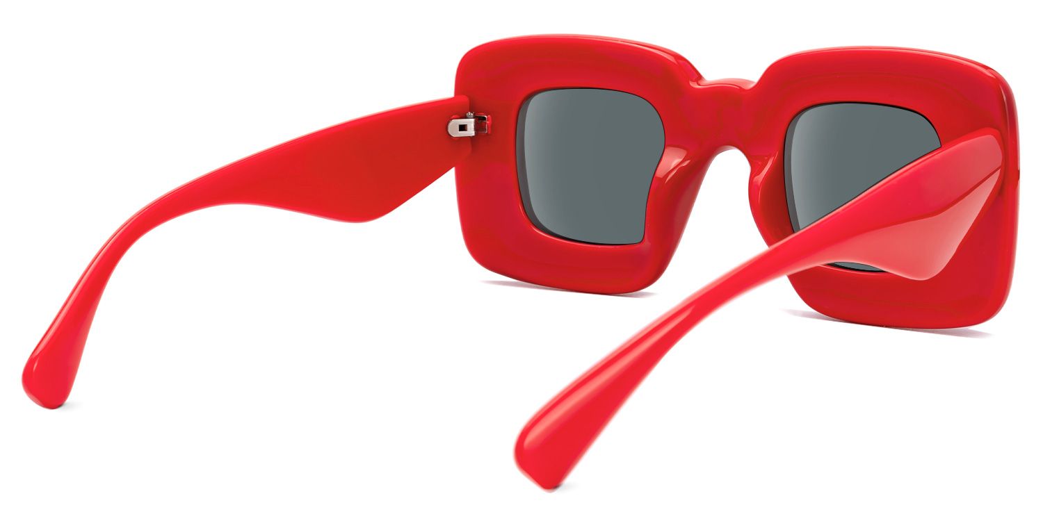 Jacinthe - Square Red Prescription Sunglasses | Vooglam Side View