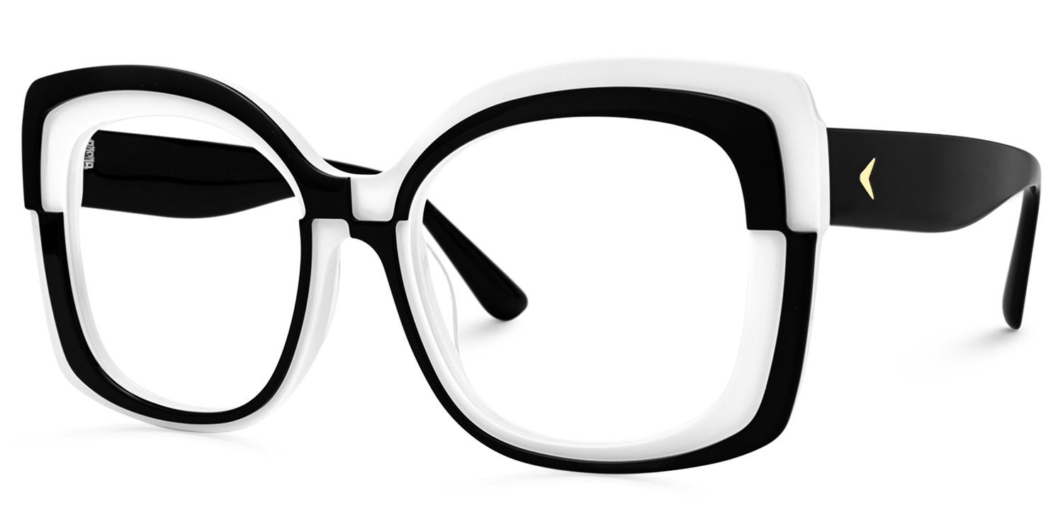 Mabon - Butterfly Black/White Eyeglasses | Vooglam Front View